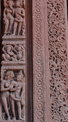 India, Uttar Pradesh, Lalitpur, Beautiful Carving Sculptures of Hindu Deities, Musicians and Doorkeeper on the Ancient Shree Dashavtara Lord Vishnu Temple of Deogarh. 