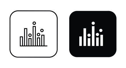 Audio Equalizer Bar Graph Icon Set (Outline and Solid Variations)