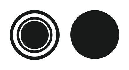 Black and White Circle Icons: Solid and Concentric Ring Designs