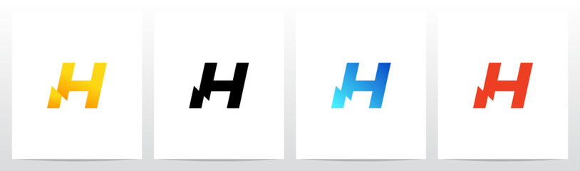 Fototapeta premium Thunder Electricity on the Bottom Feet of Letter Initial Logo Design H