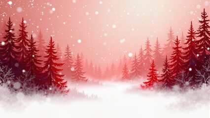 red and white abstract winter landscape fir border christmas tree
