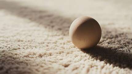 Wooden Sphere on Oatmeal Rug