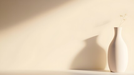 White Ceramic Vase Against Cream Wall