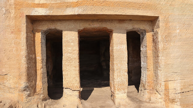 India, Uttar Pradesh, Lalitpur, Ancient Carvings of Hindu Deities of Ancient Siddha Caves, it Dated Back in 8th Century Near Deogarh.