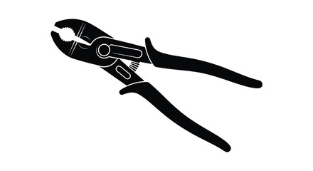 Pliers tool illustration in black and white silhouette style silhouette