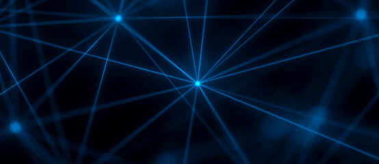 Blue Glowing Network Lines on Dark Background for technology, AI, data visualization, cybersecurity, and innovation themes.