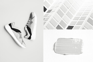 set of black and white shoes