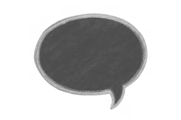 Chalkboard speech bubble for communication and dialogue, simulating a chalk drawing on transparent background