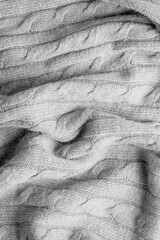 Handmade grey knitting wool texture background