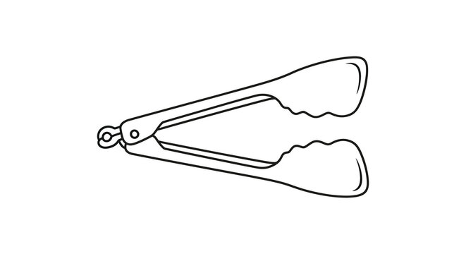 Kitchen tongs outline illustration for cooking and serving food silhouette