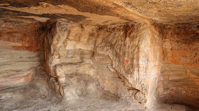 India, Uttar Pradesh, Lalitpur, Ancient Carvings of Hindu Deities of Ancient Siddha Caves, it Dated Back in 8th Century Near Deogarh.