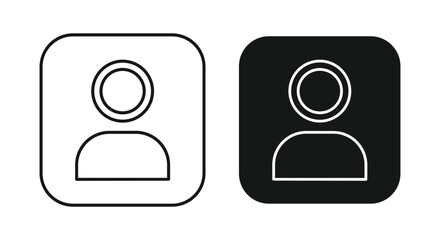 User Profile Icon Set - Black and White Outline and Filled Versions in Rounded Squares