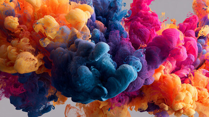 Fototapeta premium A vibrant artistic design with colorful ink dispersion effects and realistic high detail texture in expressive modern style for editorial and marketing visuals