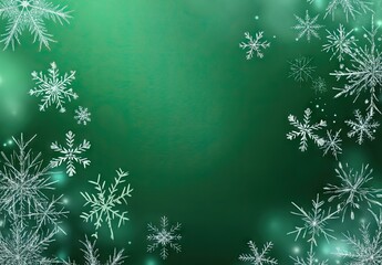 A green background with snowflakes and stars, a Christmas theme