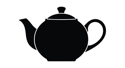 Elegant teapot illustration in black and white silhouette