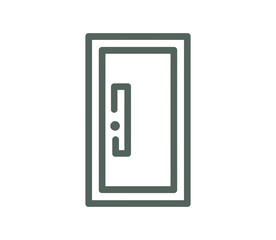 Illustration of a closed rectangular door with a handle on the left side outline style