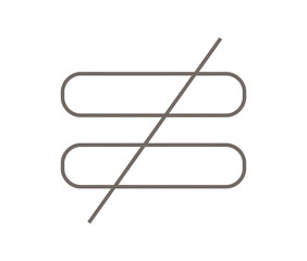Illustration of an unequal symbol with two rounded horizontal lines and a diagonal slash