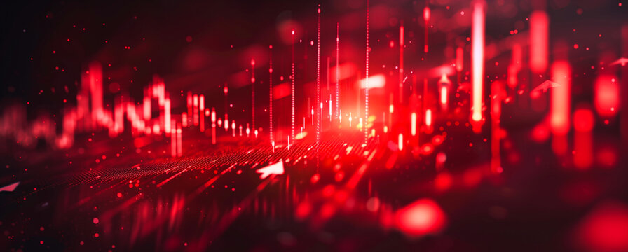 Red digital data analysis background with glowing lines and points isolated on transparent background - Powered by Adobe