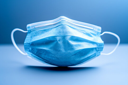 Blue surgical face mask for health protection and virus prevention isolated on transparent background - Powered by Adobe