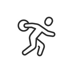 Athlete throwing discus, linear icon. Discus throw and field competition. Line with editable stroke.