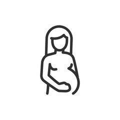 Pregnant woman, linear icon. Motherhood and maternity health. Line with editable stroke.