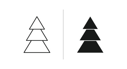 Obraz premium Minimalist Christmas Tree Icons Set. Simple outline and solid filled vector graphic for holiday designs, winter, and festive celebrations.