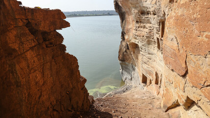 India, Uttar Pradesh, Lalitpur, Ancient Carvings of Hindu Deities of Ancient Siddha Caves, it Dated Back in 8th Century Near Deogarh.