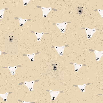 Beige Sheep background pattern print. Ideal for original decorations. Perfect for fabric, wallpaper, wrapping, scrapbooking and stationery. Surface pattern design.