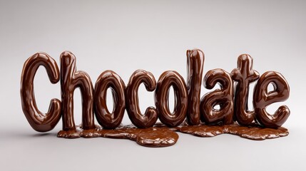 Chocolate is dripping from the letters. The image is of a chocolate bar