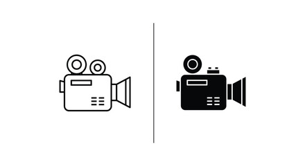 Obraz premium Film Camera Icon Set - Outline and Solid Versions