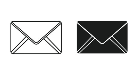 Outline and solid envelope mail message icons