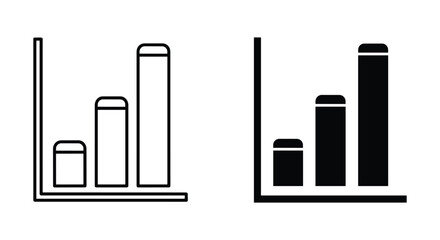 Bar Chart Icon Set: Outline and Solid Glyphs for Data Visualization
