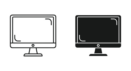 Desktop Monitor Outline and Solid Icons