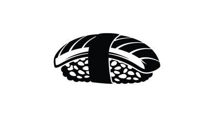 Salmon nigiri sushi illustration in black and white silhouette