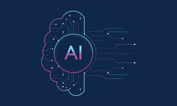Artificial Intelligence (AI) Brain design, hi-tech Brain circuit ai tech concept icon