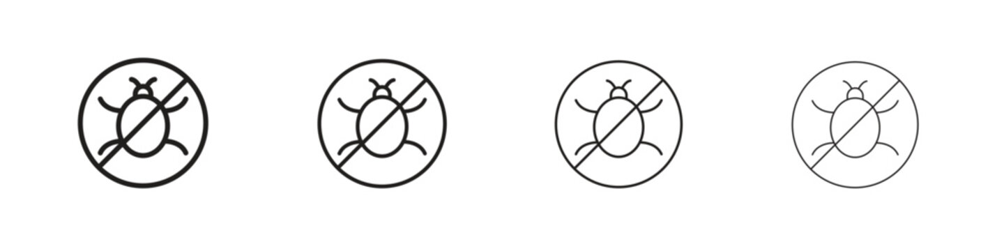 No Bug icon, Set vector logo design templates,