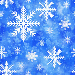 set of watercolor snowflakes seamless texture pattern