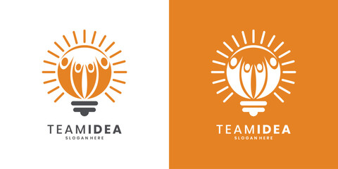 Teamwork idea lightbulb logo concept design