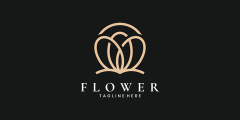 Elegant minimalist line flower logo design