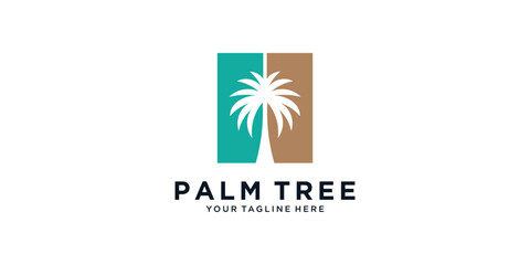 Abstract palm tree tropical logo design
