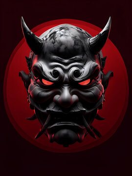 maschera di orrendo demone giapponese conosciuto conosciuto come oni, mask of a horrendous Japanese demon known as oni