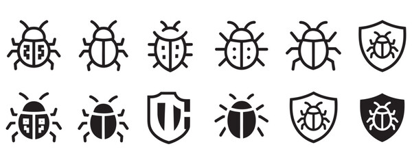 Safeguard your system now with these clean, modern bug and virus protection icons for websites, apps, and educational resources