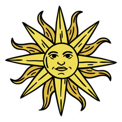 Uruguay sun art hand drawn