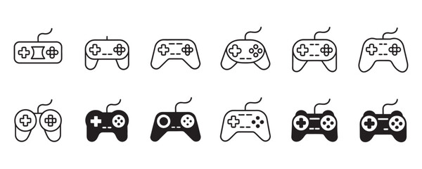 Level up your designs with this dynamic assortment of vector game controller icons, perfect for apps, websites, and branding projects