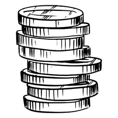 Gold coins stack drawn