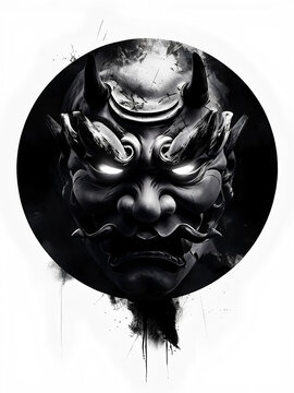 maschera di orrendo demone giapponese conosciuto conosciuto come oni, mask of a horrendous Japanese demon known as oni