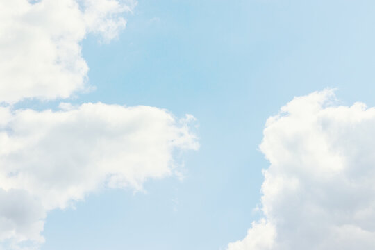 Fototapeta Beautiful blue sky with light white cloud background, dancer overcast. Demonstrating color, trend 2026 year.