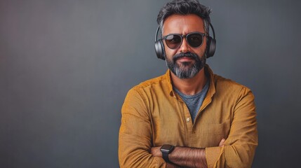 Obraz premium man with big headphones generative ai