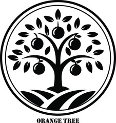 Orange Tree Logo Design | Vintage Organic Farm Emblem