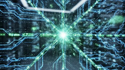 Holographic Neural Pattern - This macro shot shows a holographic neural pattern with a central bright point, representing the extraction of alpha signals in a professional setting. - Powered by Adobe